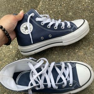 Navy Blue Converse Platform Sneakers